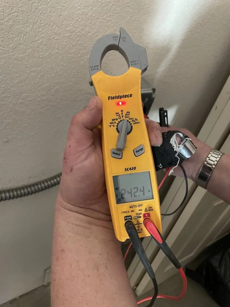 Voltage testing with clamp meter during Generator Installation in Mulvane